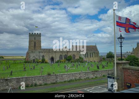 Bamburgh, England - 13 July, 2023: The Church of St Aidan in Bamburgh, Northumberland Stock Photo