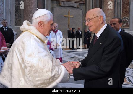 Pope Benedict XVI (C) leads the beatification ceremony of Pope John ...