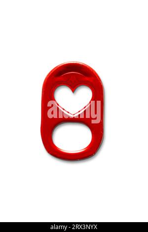 Goiânia, Goias, Brazil – September 22, 2023: A red seal, with a heart-shaped opening and a white background. Recyclable material. Stock Photo