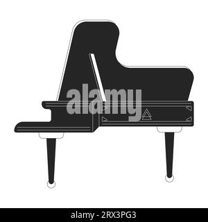 Concerto grand piano black and white 2D line cartoon object Stock Vector
