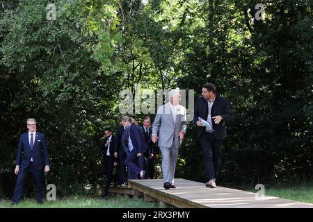 Bordeaux, France. 22nd Sep, 2023. The King Charles III at the Fort de Experimentale de Bordeaux, France on September 22, 2023. The visit celebrates the strong and historic ties between Bordeaux and the UK. Photo by Thibaud Moritz/ABACAPRESS.COM Credit: Abaca Press/Alamy Live News Stock Photo