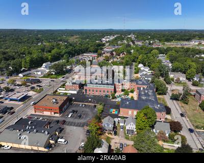 Needham historic town center aerial view on Highland Avenue and Great ...