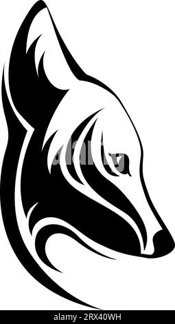 Fox head tattoo , illustration, vector on a white background. Stock Vector