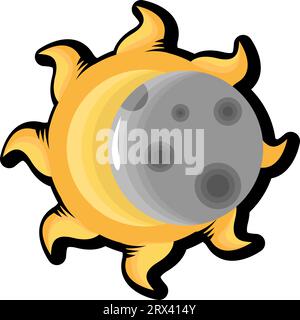 Solar eclipse tattoo , illustration, vector on a white background. Stock Vector