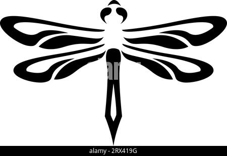 Dragonfly tattoo , illustration, vector on a white background. Stock Vector