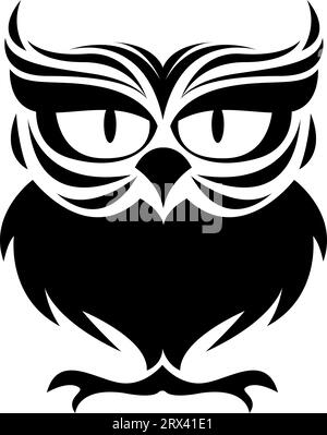 Owl bird tattoo, tattoo illustration, vector on a white background. Stock Vector
