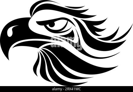 Eagle head tattoo, tattoo illustration, vector on a white background. Stock Vector