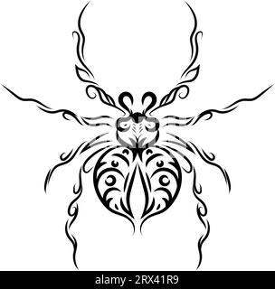 Cool spider tattoo , illustration, vector on a white background. Stock Vector