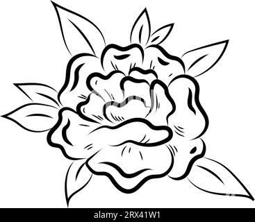 Rose tattoo , illustration, vector on a white background. Stock Vector