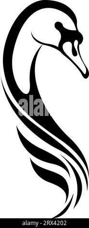 Swan head tattoo , illustration, vector on a white background. Stock Vector