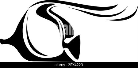 Sea fish tattoo , illustration, vector on a white background. Stock Vector