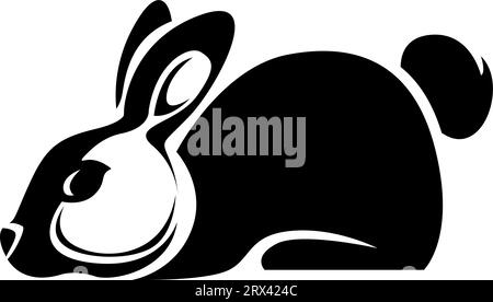 Cute hare tattoo, tattoo illustration, vector on a white background. Stock Vector