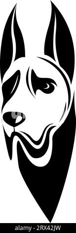 Doberman dog head tattoo, tattoo illustration, vector on a white background. Stock Vector