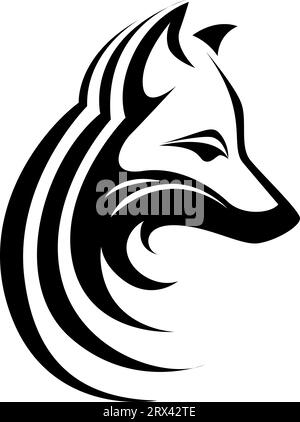 Fox head tattoo, tattoo illustration, vector on a white background. Stock Vector