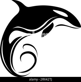 Killer whale tattoo, tattoo illustration, vector on a white background. Stock Vector