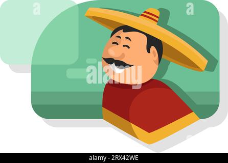 Mexican man, illustration, vector on a white background. Stock Vector