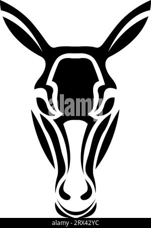 Donkey head tattoo, tattoo illustration, vector on a white background. Stock Vector