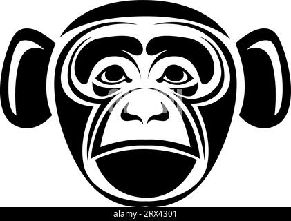 Monkey face tattoo, tattoo illustration, vector on a white background. Stock Vector