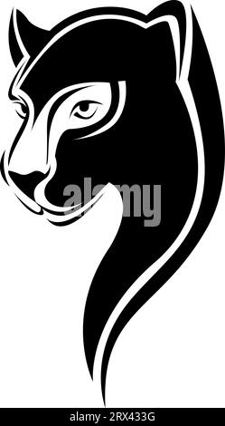 Leopard head tattoo, tattoo illustration, vector on a white background. Stock Vector