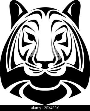 Tiger head tattoo, tattoo illustration, vector on a white background. Stock Vector