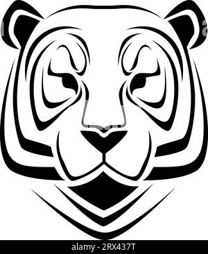 Tiger face tattoo, tattoo illustration, vector on a white background. Stock Vector