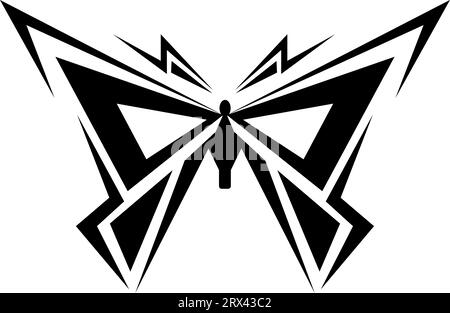 Sharp butterfly tattoo, tattoo illustration, vector on a white background. Stock Vector