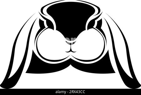Cute bunny tattoo, tattoo illustration, vector on a white background. Stock Vector