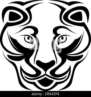 Puma head tattoo, tattoo illustration, vector on a white background. Stock Vector