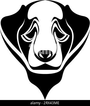 Dog portrait tattoo, tattoo illustration, vector on a white background. Stock Vector