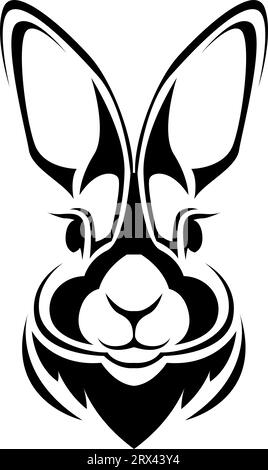 Rabbit tattoo, tattoo illustration, vector on a white background. Stock Vector