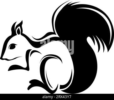 Squirrel tattoo, tattoo illustration, vector on a white background. Stock Vector