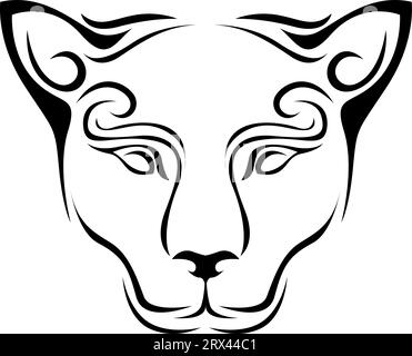 Puma head tattoo, tattoo illustration, vector on a white background. Stock Vector