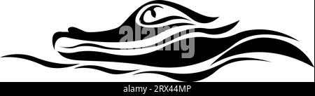Crocodile head tattoo, tattoo illustration, vector on a white background. Stock Vector