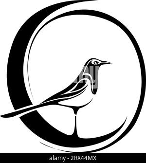 Magpie bird tattoo, tattoo illustration, vector on a white background. Stock Vector