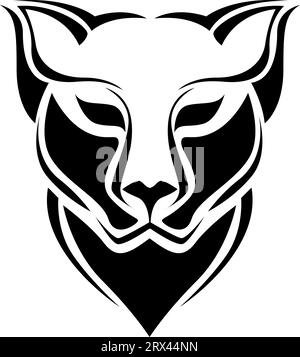 Leopard face tattoo, tattoo illustration, vector on a white background. Stock Vector