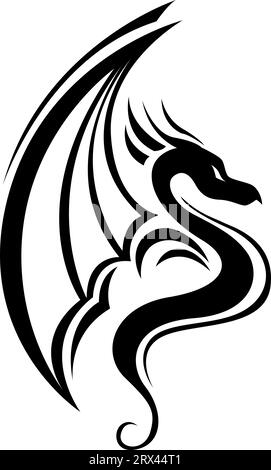 Dragon tattoo, tattoo illustration, vector on a white background. Stock Vector