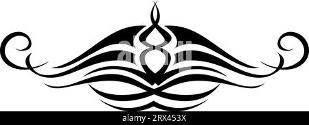 Black line pattern tattoo, tattoo illustration, vector on a white background. Stock Vector
