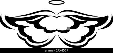 Black wings tattoo, tattoo illustration, vector on a white background. Stock Vector