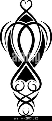 Long black tattoo, tattoo illustration, vector on a white background. Stock Vector