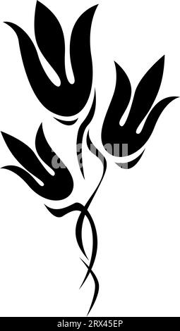 Flower tulip tattoo, tattoo illustration, vector on a white background. Stock Vector