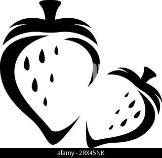 Black strawberry tattoo, tattoo illustration, vector on a white background. Stock Vector