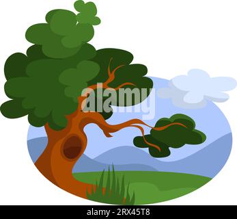 Tree in spring time, illustration, vector on a white background. Stock Vector