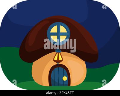 Mushroom house, illustration, vector on a white background. Stock Vector