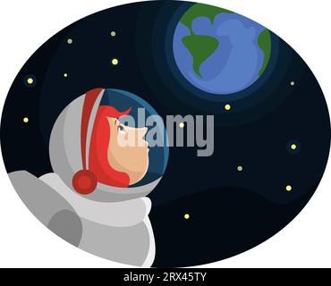 Astronaut in space, illustration, vector on a white background. Stock Vector