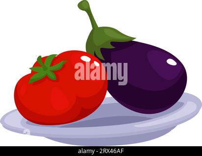 Veggies on table, illustration, vector on a white background. Stock Vector