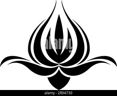 Black flower tattoo, tattoo illustration, vector on a white background. Stock Vector