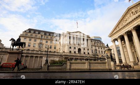 The Bank of England, Bank Junction, adjacent to The Royal Exchange in the City of London. Stock Photo