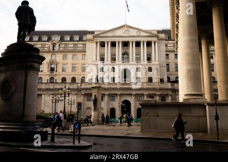 The Bank of England, Bank Junction, adjacent to The Royal Exchange in the City of London. Stock Photo