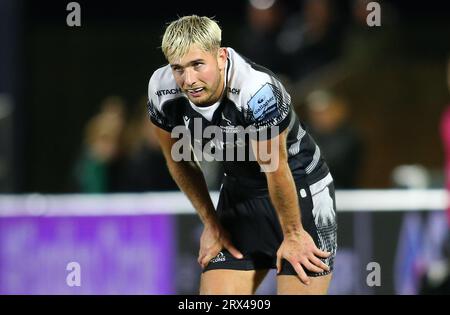 Newcastle Falcons's Ben Stevenson during the Premiership Cup match between Newcastle Falcons and Sale Sharks at Kingston Park, Newcastle on Friday 22nd September 2023. (Photo: Michael Driver | MI News) Credit: MI News & Sport /Alamy Live News Stock Photo