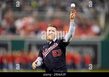 This is a 2023 photo of Sean Doolittle of the Washington Nationals baseball  team. This image reflects the Nationals active roster as of Friday, Feb.  24, 2023, when this image was taken. (